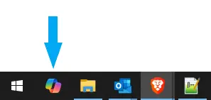 Arrow pointing at Copilot icon